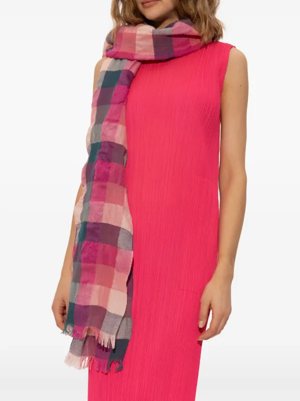 Pleats Please Issey Miyake チェック スカーフ | ピンク
