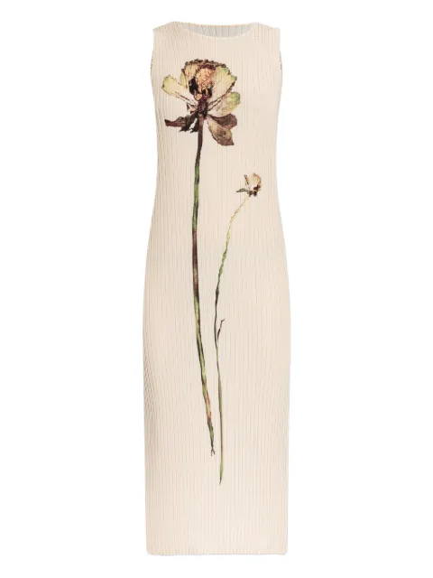 Issey Miyake vestido midi Pressed Flora
