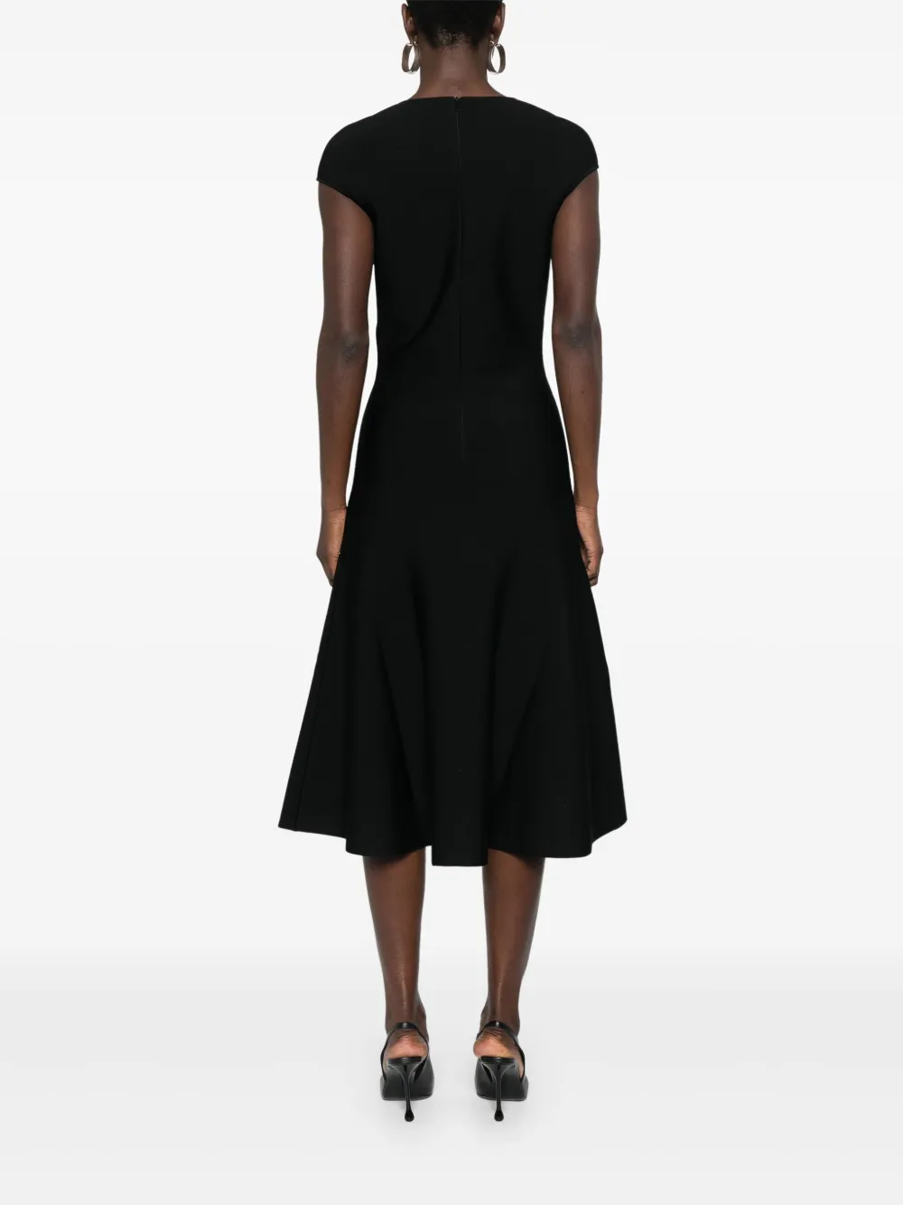 Alexander McQueen flared-hem midi dress Zwart