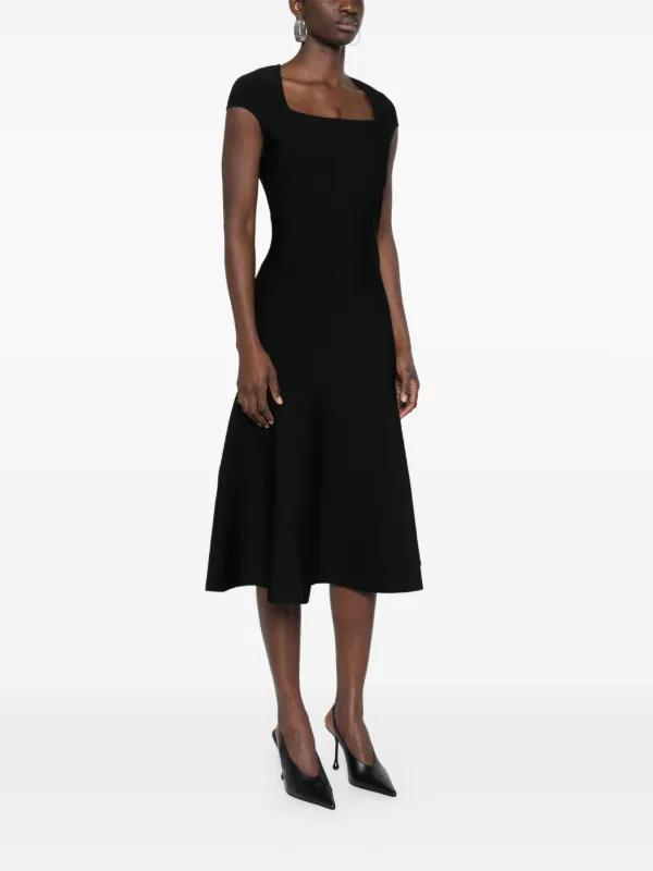 【Alexander McQueen】★flared-hem midi dress ALEXANDER MCQUEEN Structured-Bodice Flared-Hem Woven Midi
