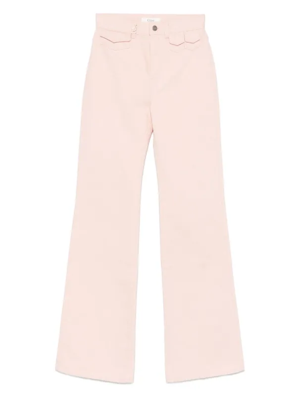デニム・ジーパン CHLOE PINK COTTON JEANS Chloé High Rise Flare Jeans In Denim in Airy pink | Chloé US