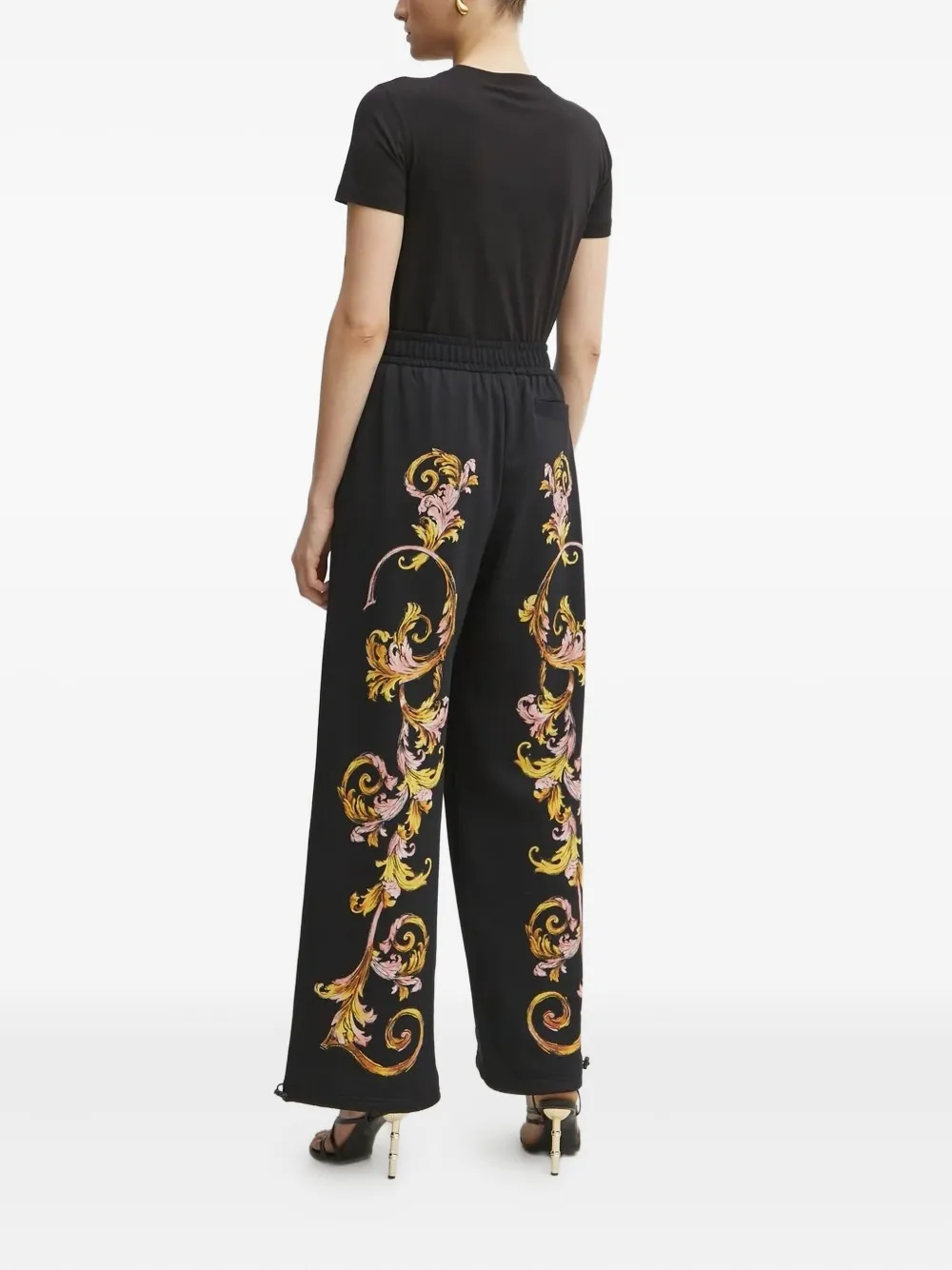 Versace Jeans Couture Baroque-print Drawstring Trousers In Black