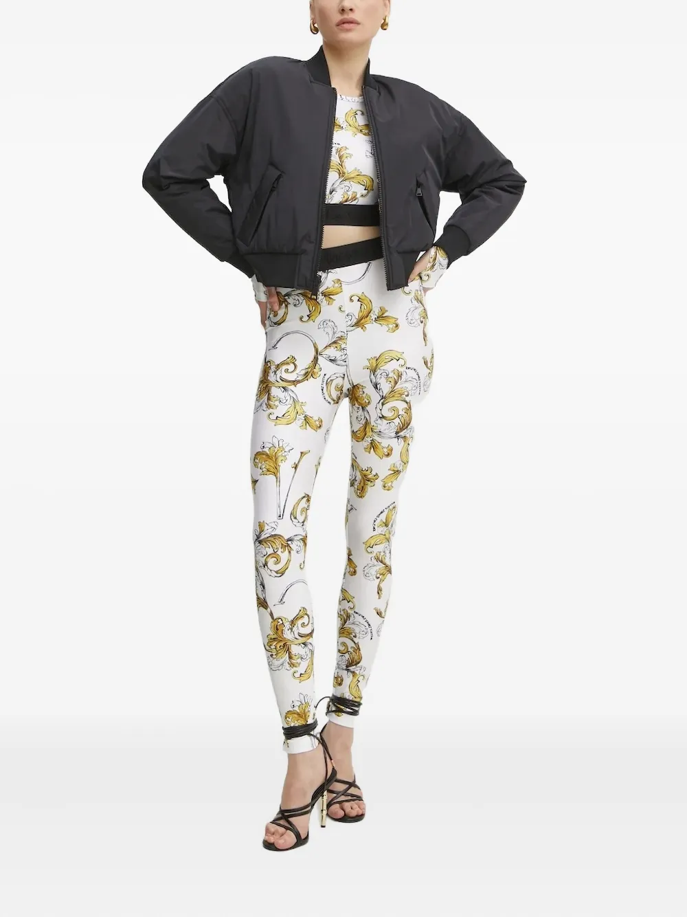 Versace Jeans Couture Barocco-print Bomber Jacket In Black