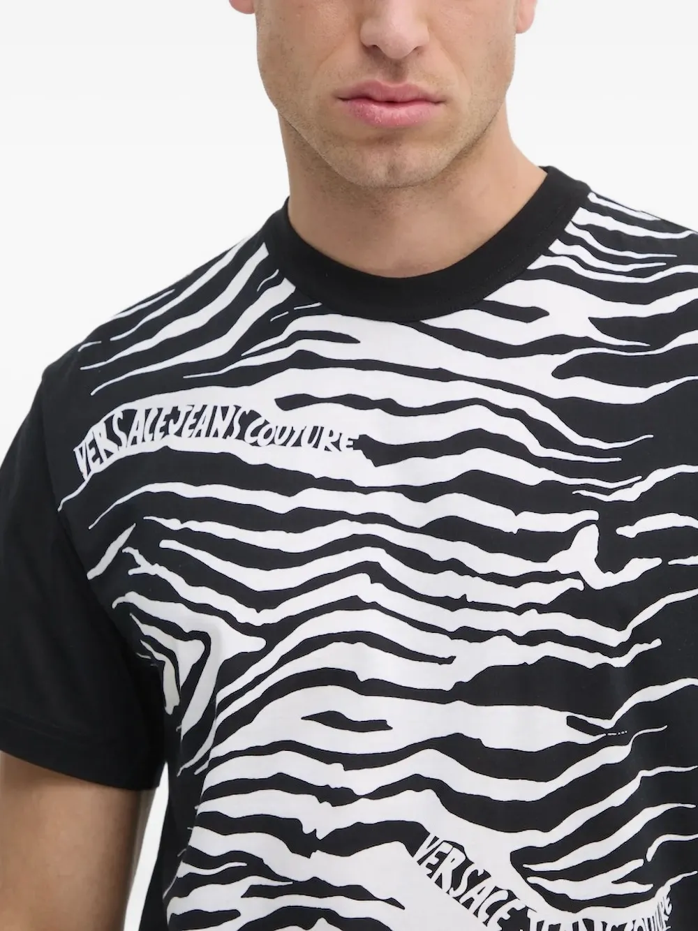 Versace Jeans Couture T-shirt met zebraprint Zwart