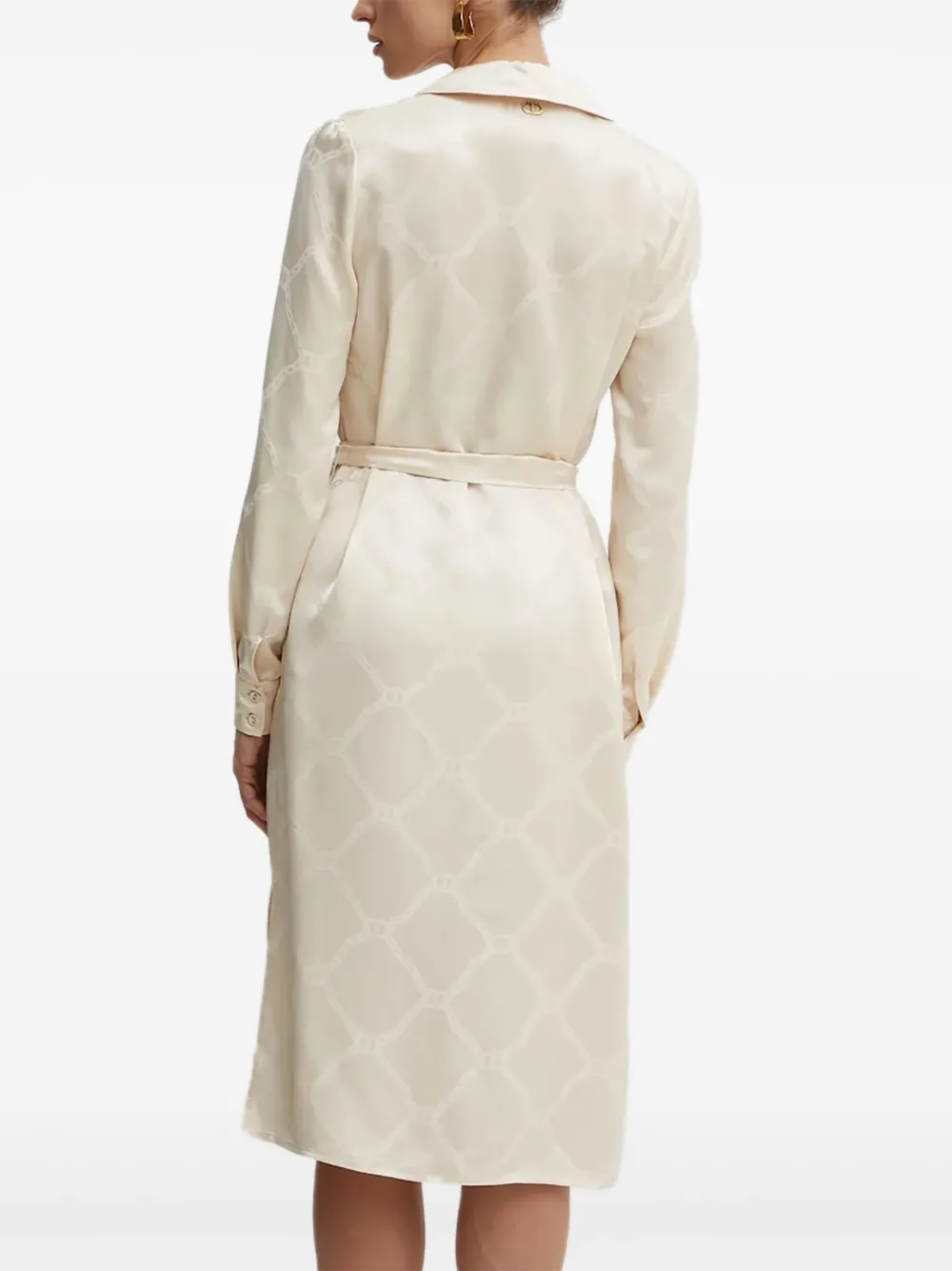 TWINSET Jurk met ceintuur en kettingprint - Beige