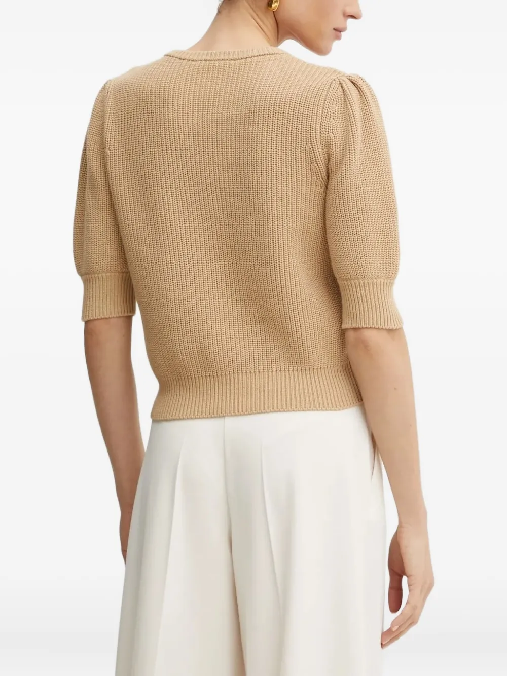 TWINSET Gebreid T-shirt met logodetail Beige