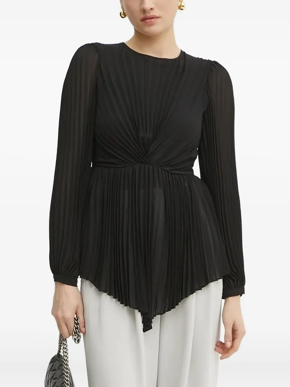 TWINSET pleated twist-front top Zwart