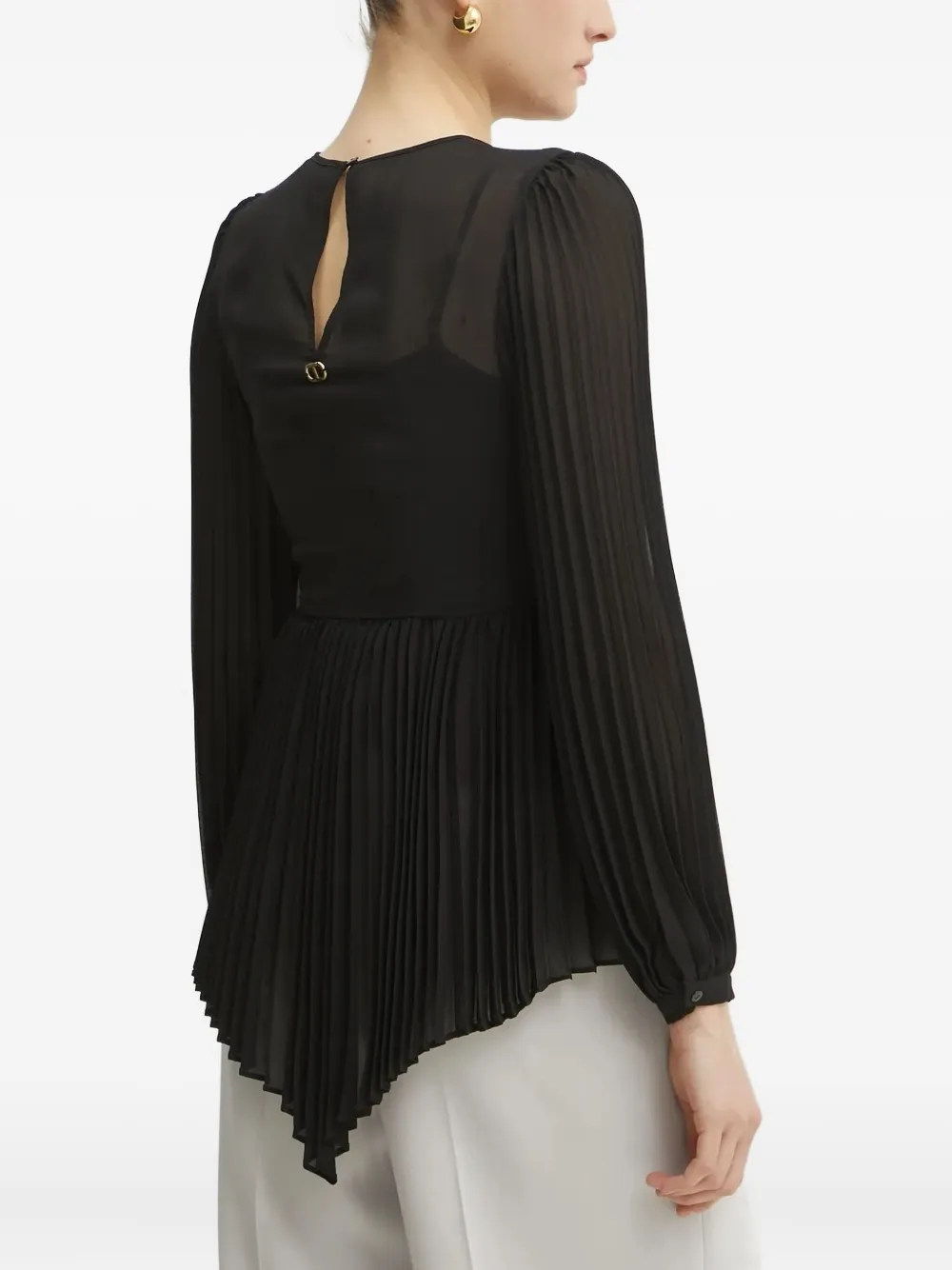 TWINSET pleated twist-front top Zwart