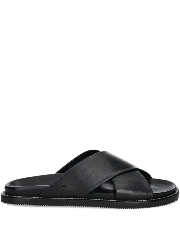 Paul & Shark Leather Slides in Black