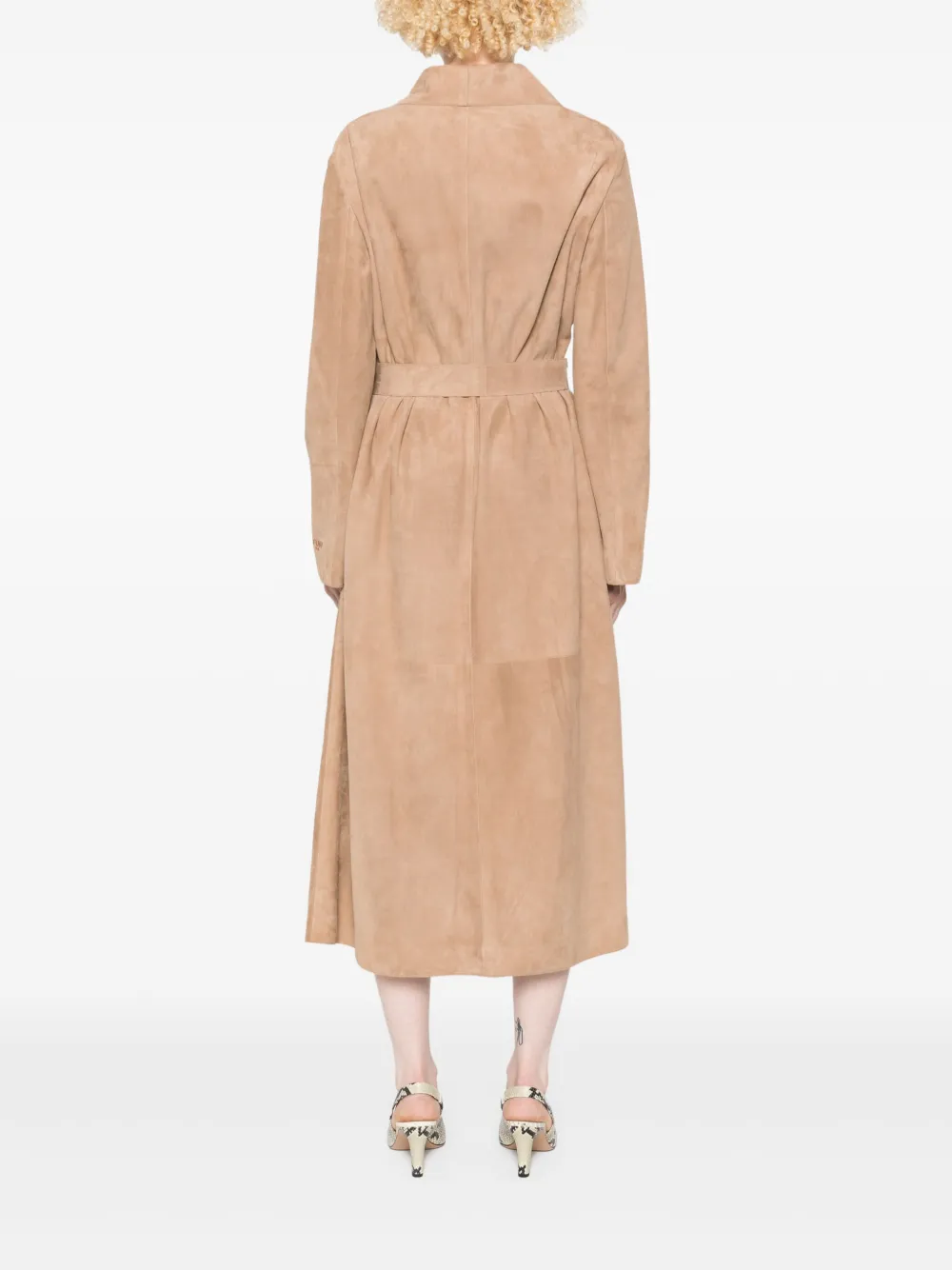 Shop Fendi Suede Coat In Brown