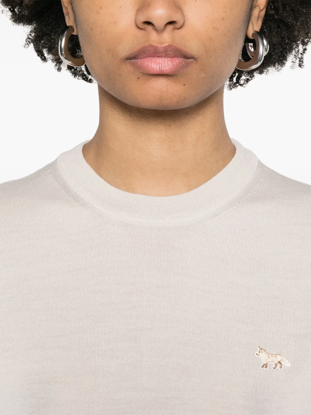 Shop Maison Kitsuné Baby Fox-patch Sweater In Nude