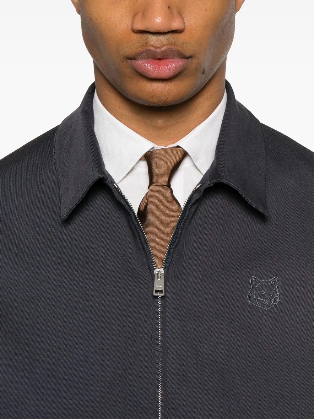 Shop Maison Kitsuné Zip-up Elasticated Bomber Jacket In Blau