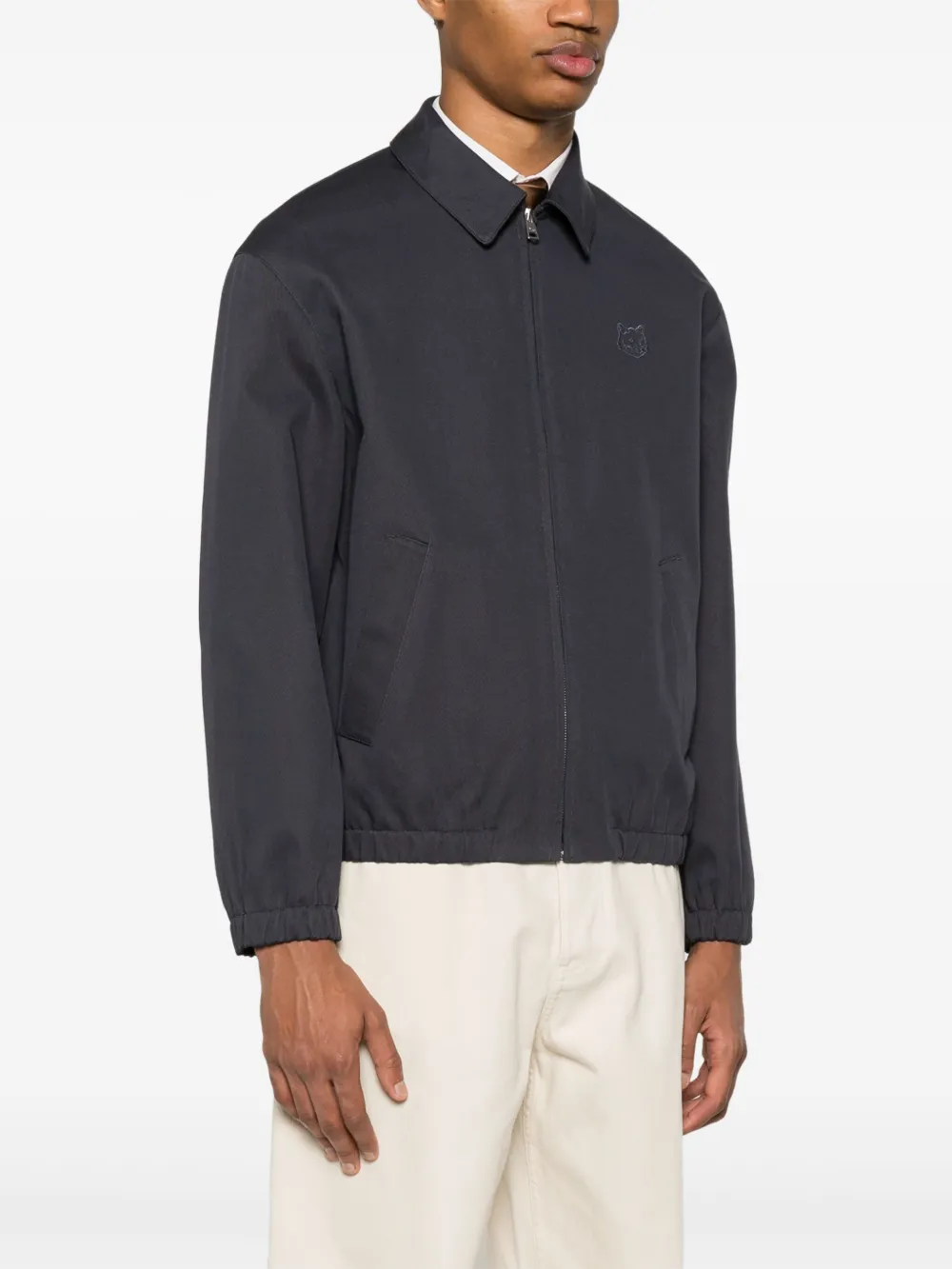 Shop Maison Kitsuné Zip-up Elasticated Bomber Jacket In Blau