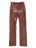 Blumarine cracked-effect leather trousers - Red