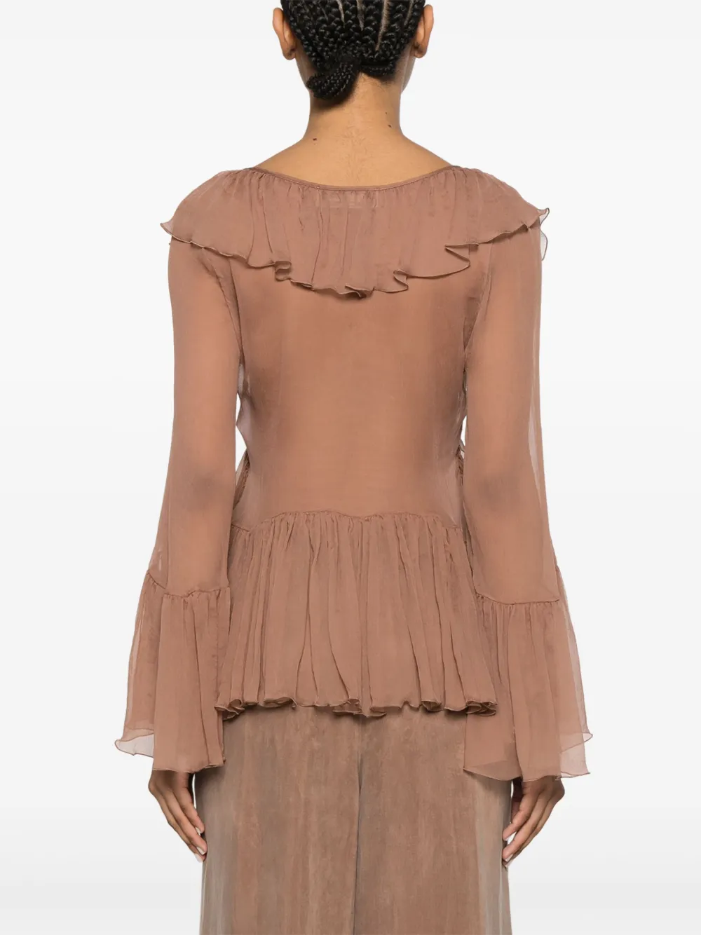 Blumarine Shirt met ruches Bruin