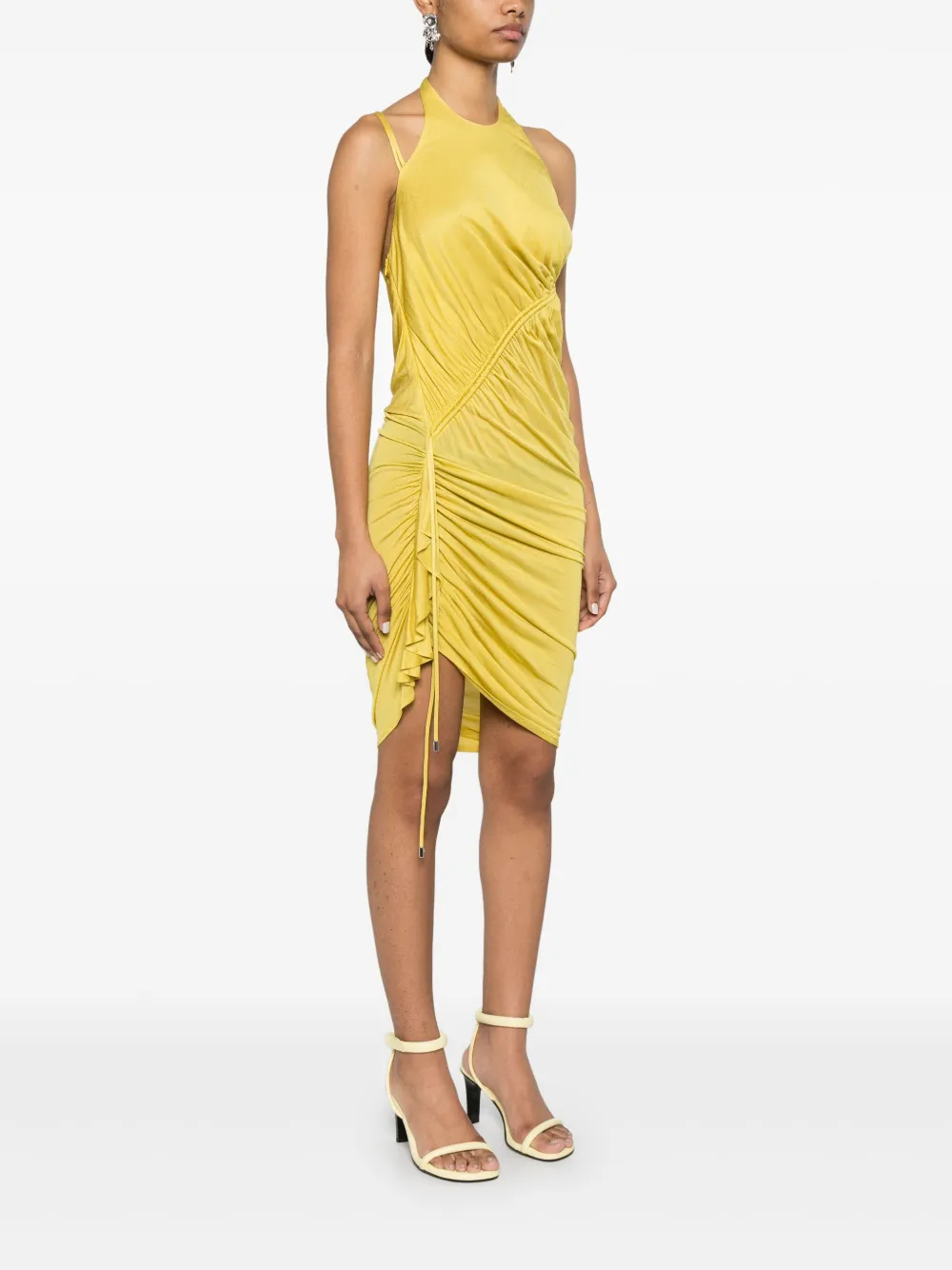 Blumarine Crêpe mini-jurk met gesmockt detail Geel