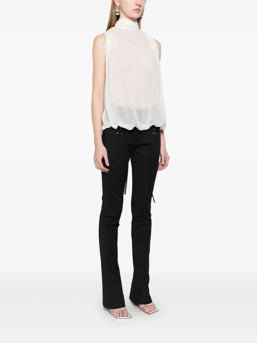 Blumarine Georgette top met sjaaldetail Wit