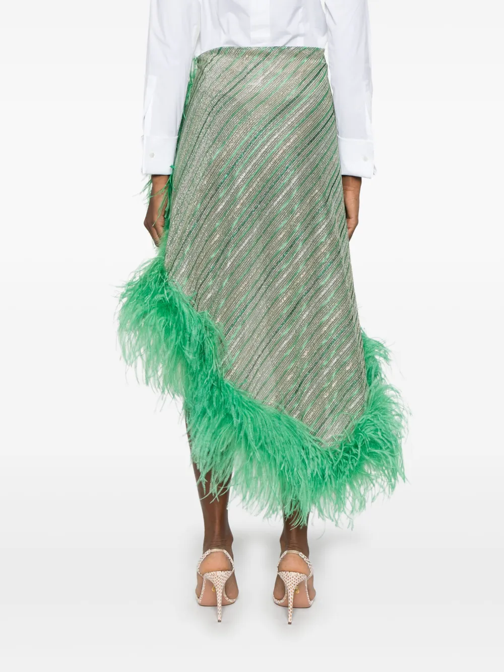 OSEREE STRIPED MIDI SKIRT 
