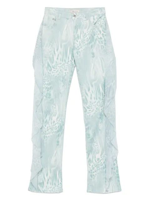 Blumarine pantalones estampados con detalle de volantes