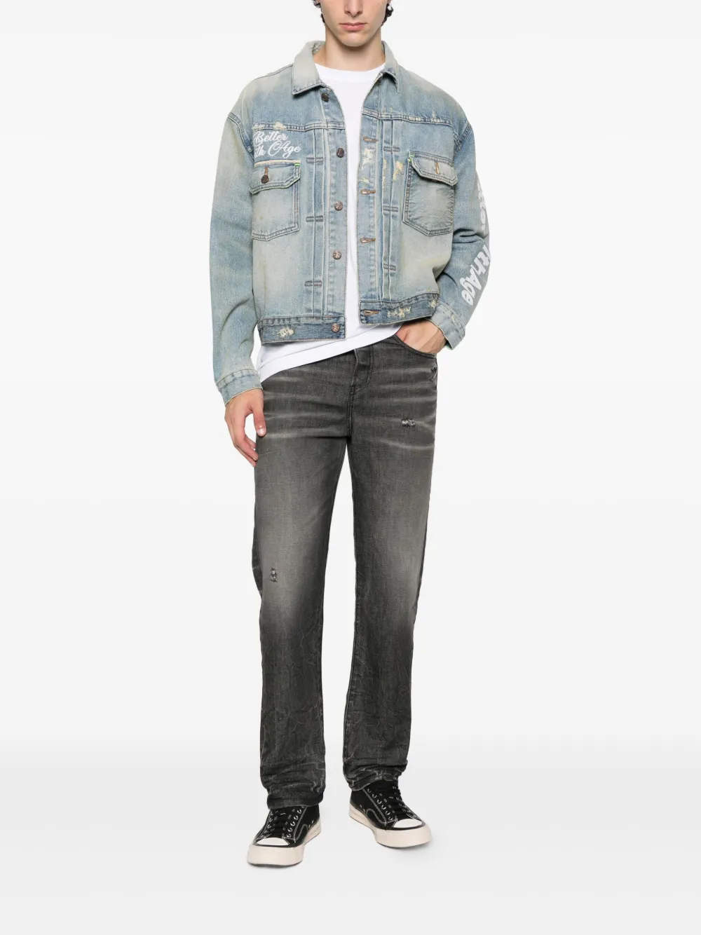 Diesel D-Viker gerafelde jeans met vervaagd effect - Grijs