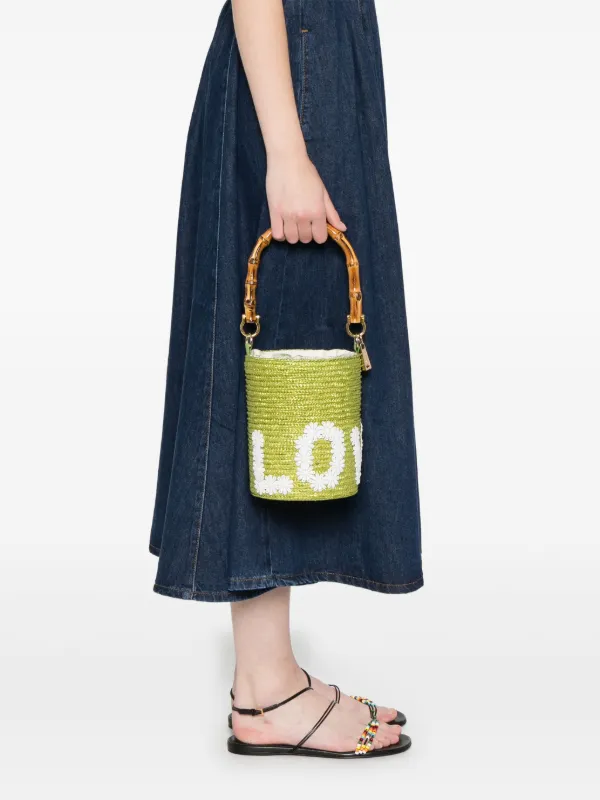バックパック・リュック La Milanesa LOV-G Bucket Bags & Backpacks love bag in straw La Milanesa Love Bucket Bag | Green | FARFETCH JO