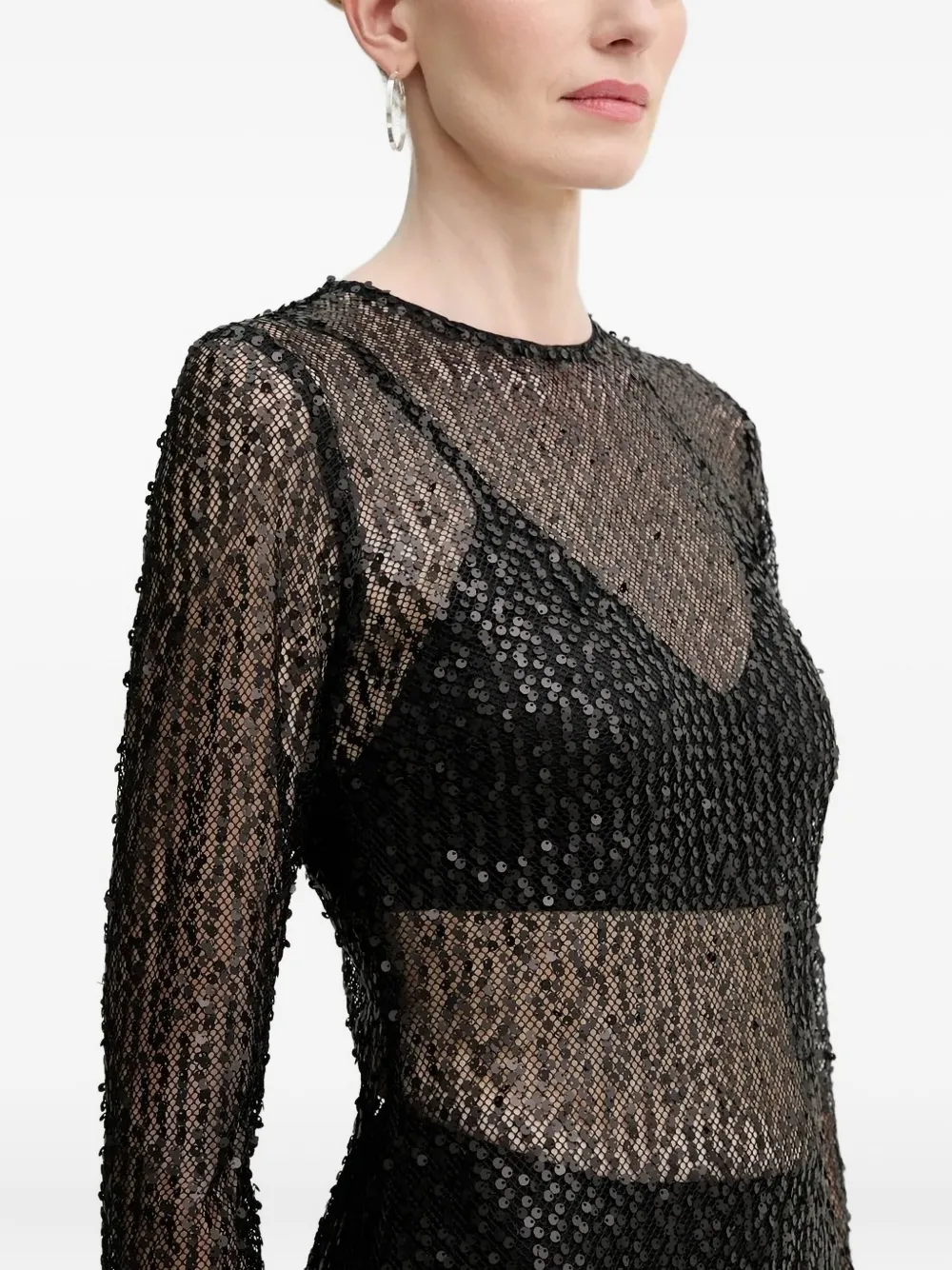 SAMSOE Samadda sequin-embellished midi dress Zwart