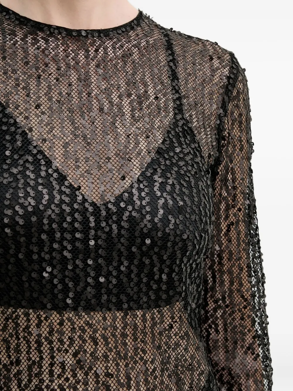 SAMSOE Samadda sequin-embellished midi dress Zwart