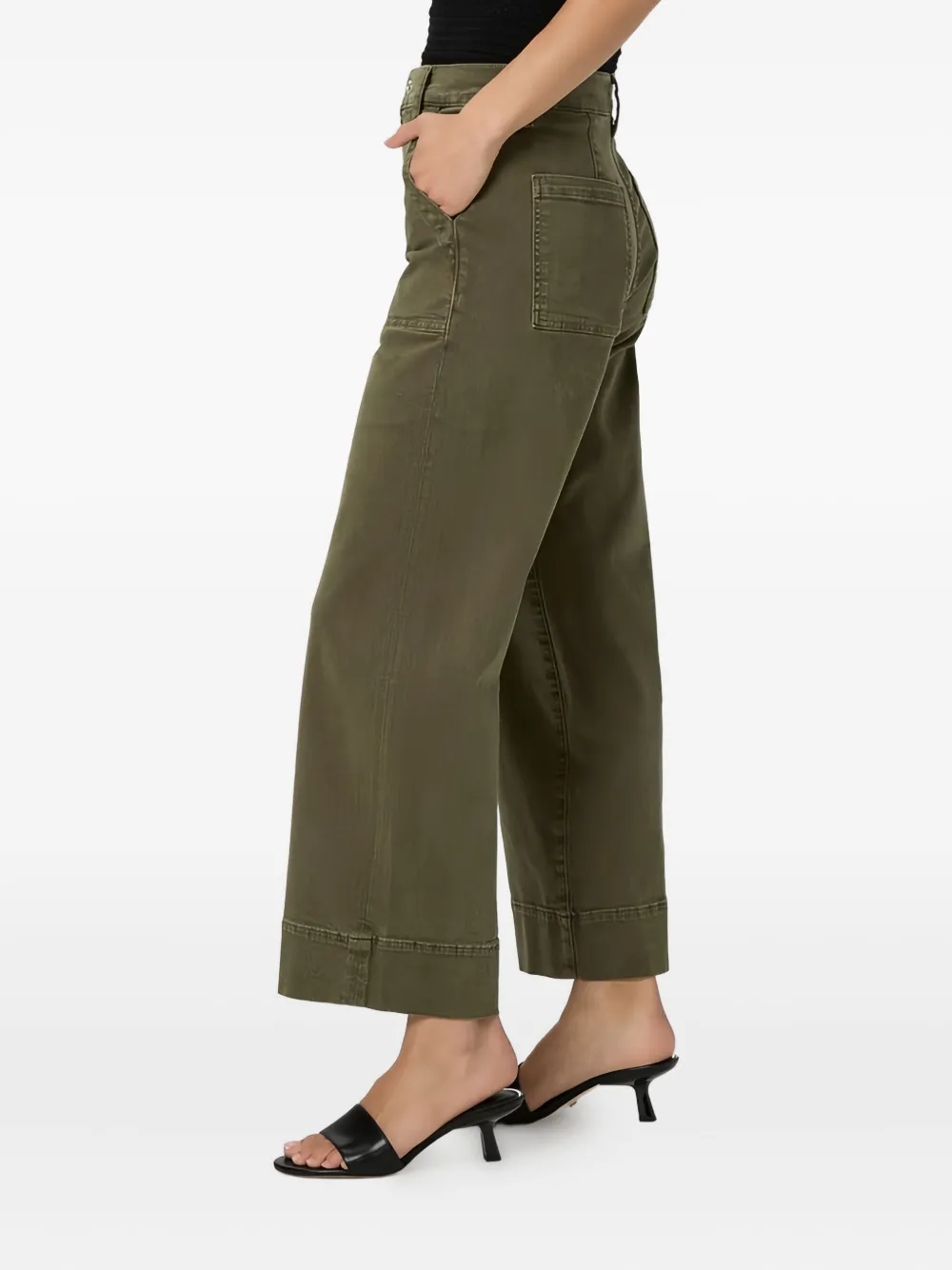 Paige Cameron High Waist Ankle Wide Leg Utility Jeans In Green