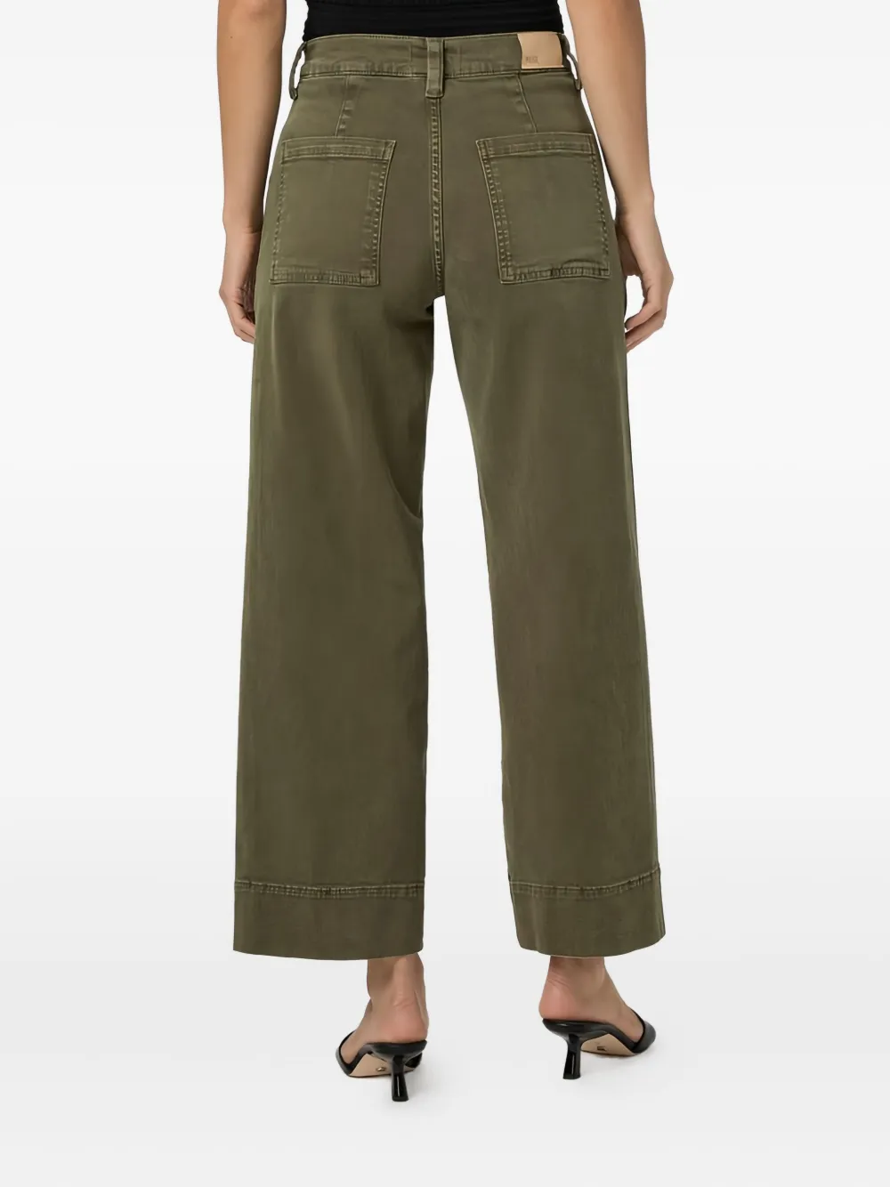 Paige Cameron High Waist Ankle Wide Leg Utility Jeans In Green
