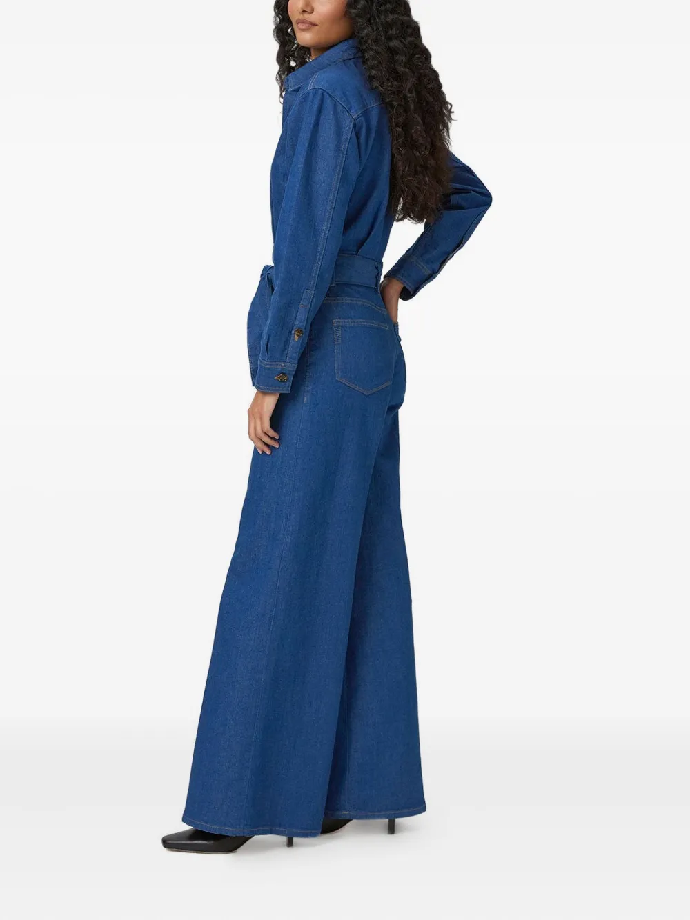 PAIGE long-sleeve belted jumpsuit - Blauw