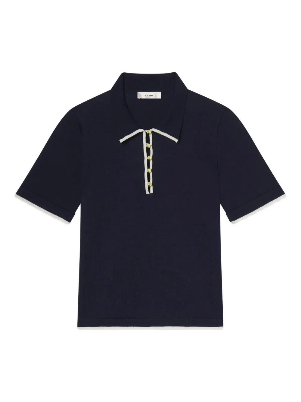 FRAME cotton polo top Blauw