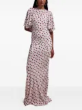 De La Vali polka-dot flared maxi dress - White