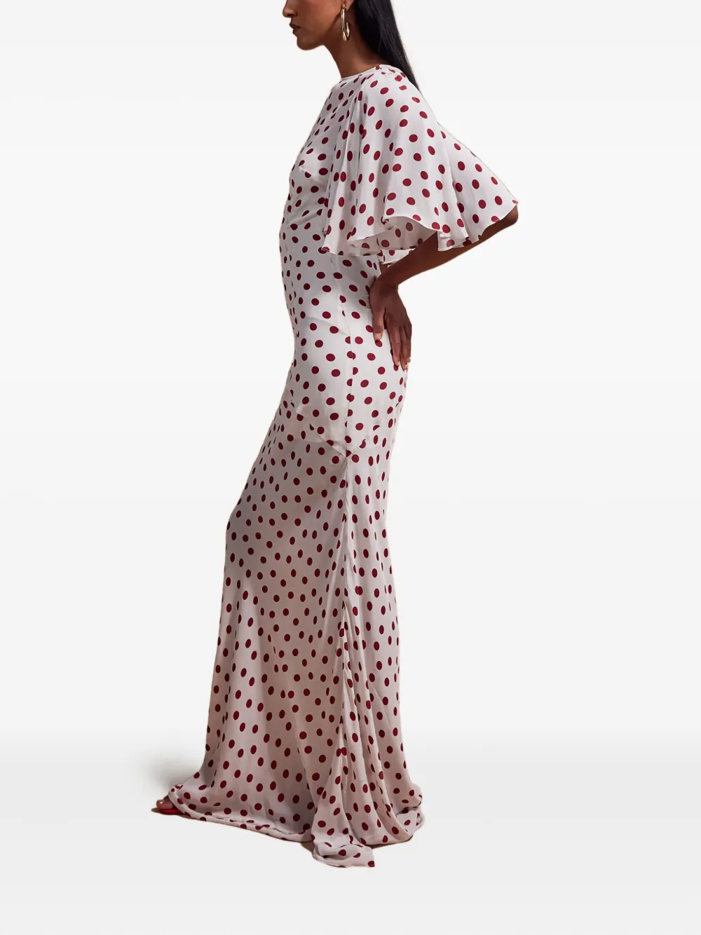 De La Vali Flared maxi-jurk met stippen - Wit