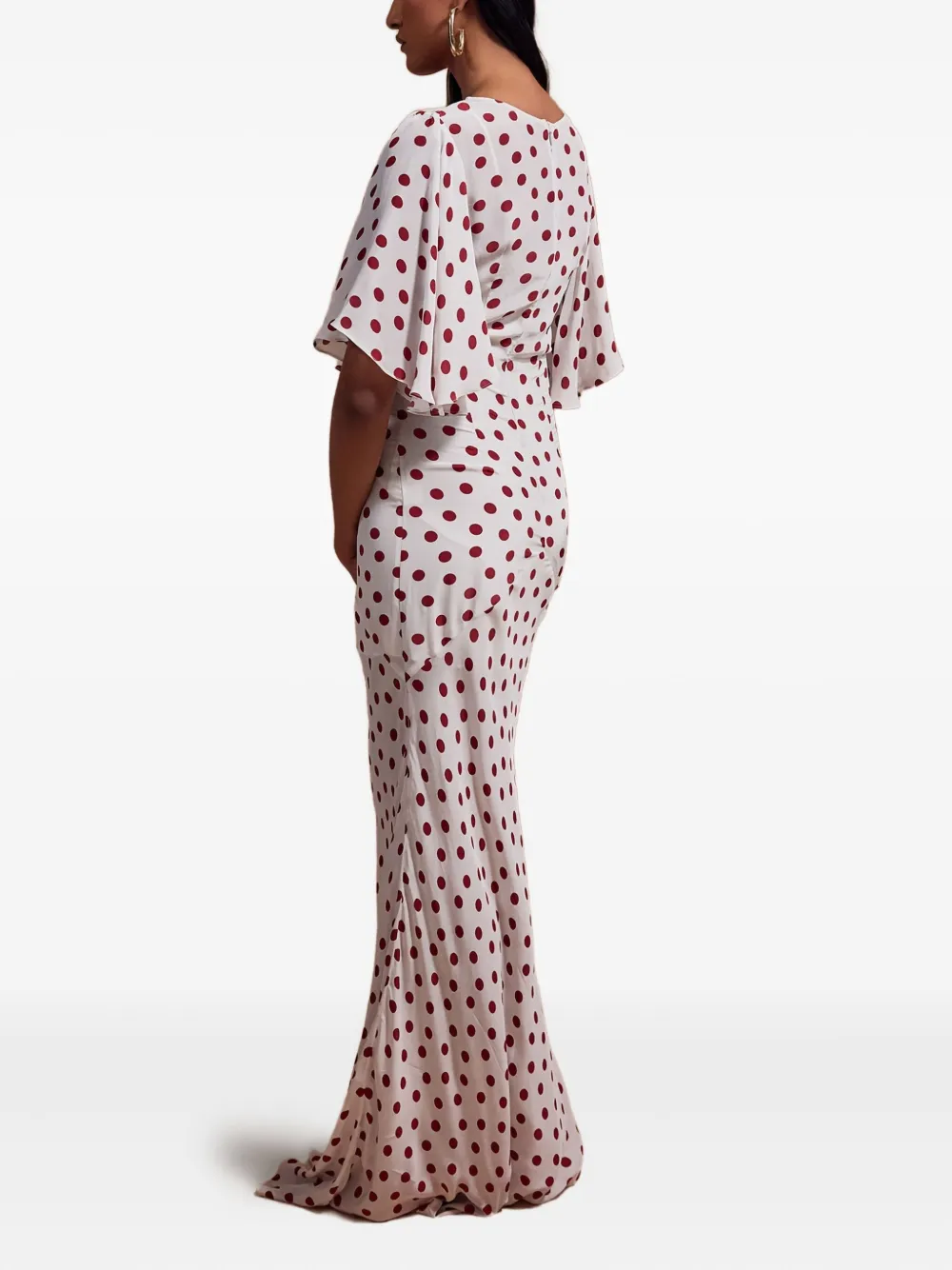 De La Vali Flared maxi-jurk met stippen Wit