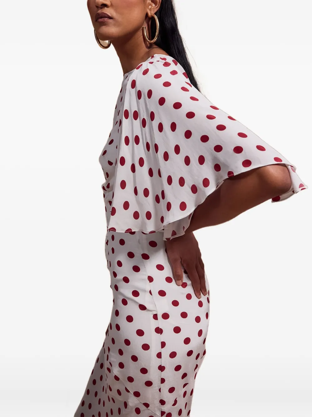 De La Vali Flared maxi-jurk met stippen Wit