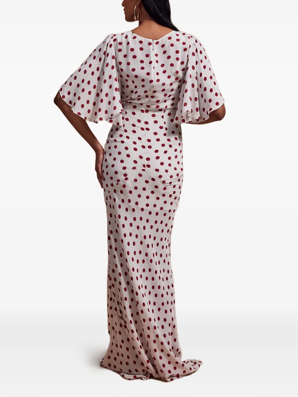 De La Vali Flared maxi-jurk met stippen Wit