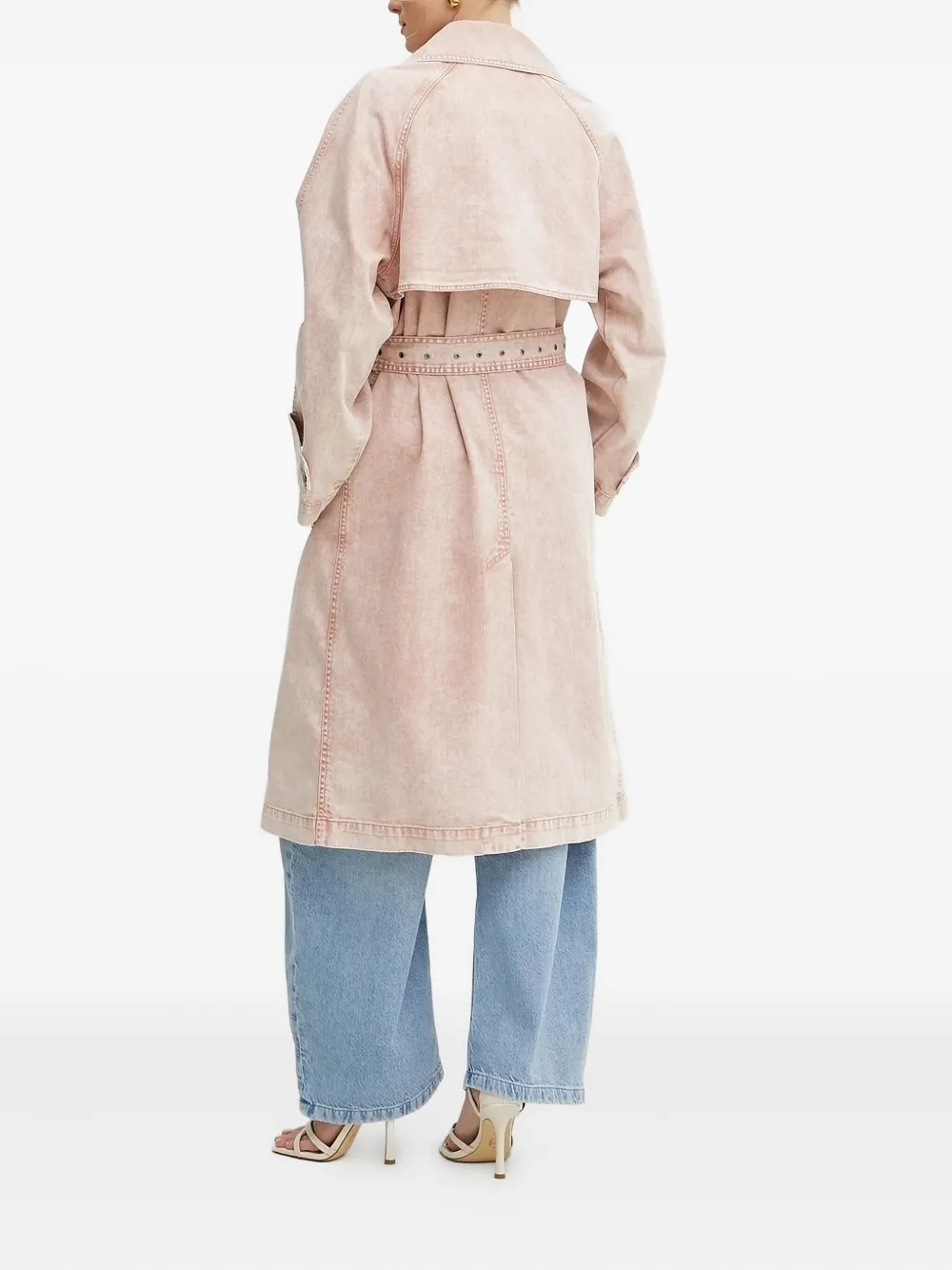 Michael Michael Kors Belted Denim Trench Coat In Neutral