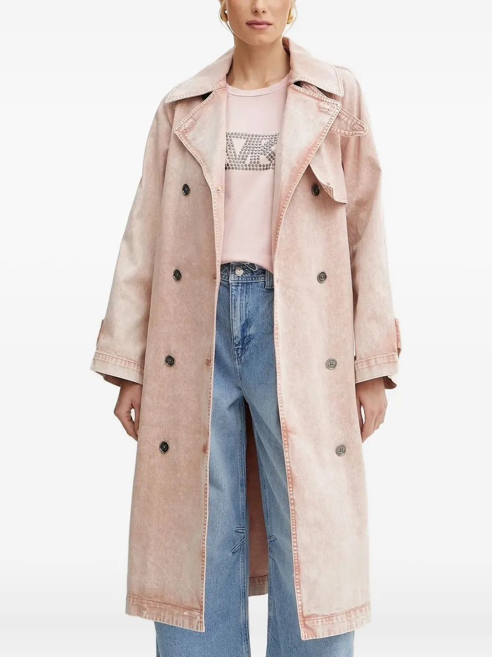 Michael Michael Kors Belted Denim Trench Coat In Neutral
