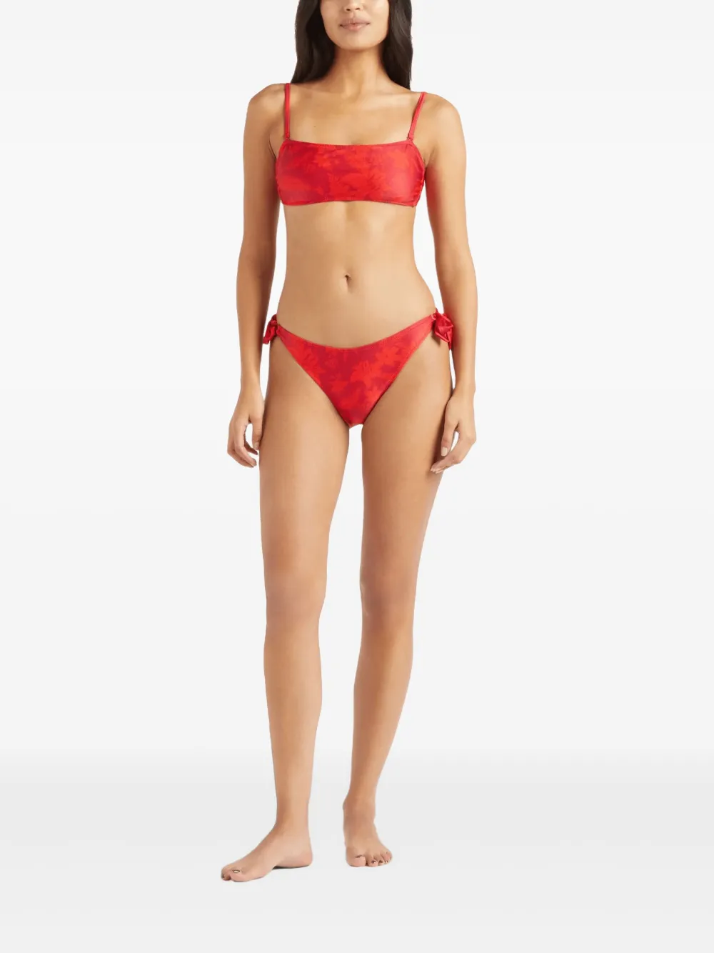 Shop Vilebrequin Flower Power Bikini Top In Red