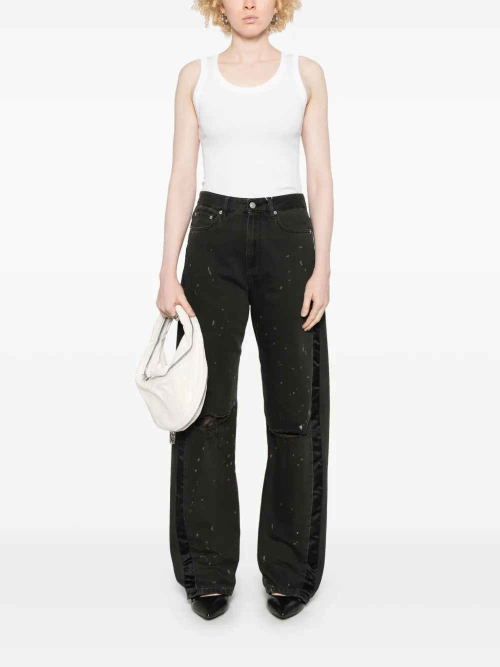 mm6maisonmargiela MM6 Maison Margiela Jeans met verfspetters - Zwart