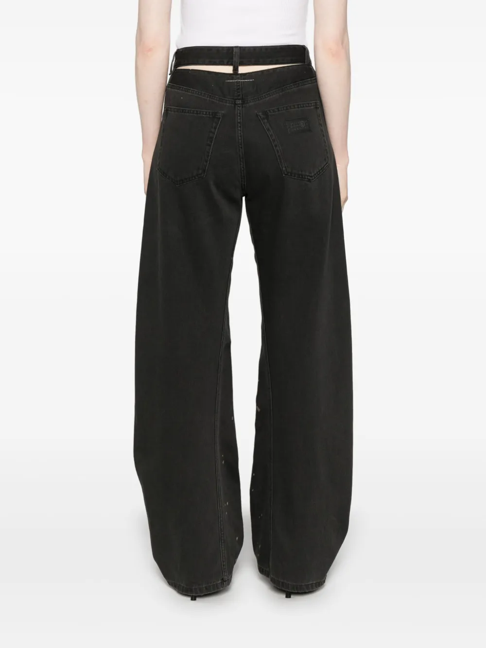Shop Mm6 Maison Margiela Paint-splatter Effect Jeans In Black