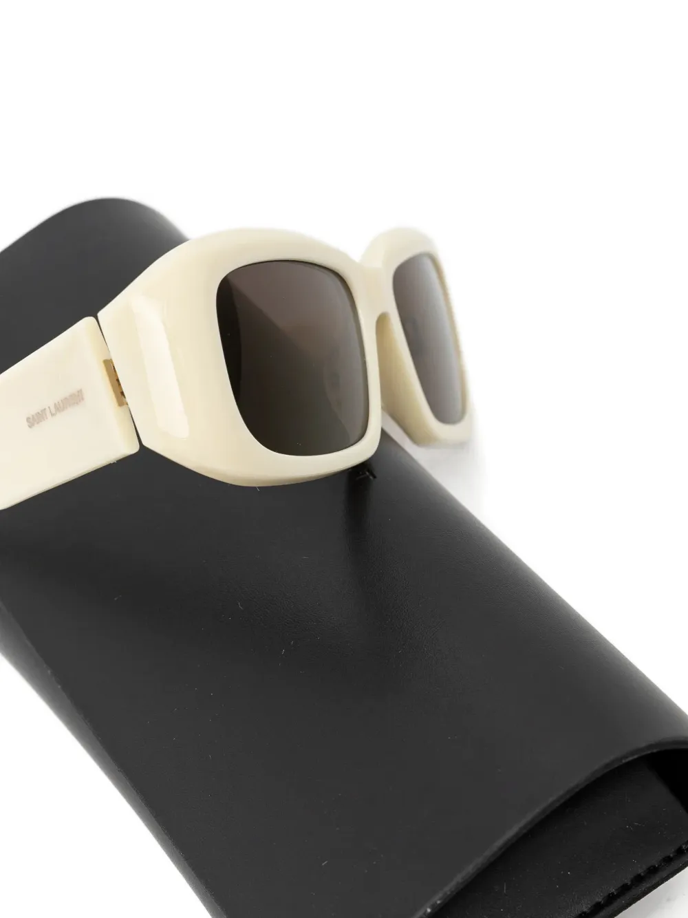 Saint Laurent Eyewear Zonnebril met rechthoekig montuur Beige