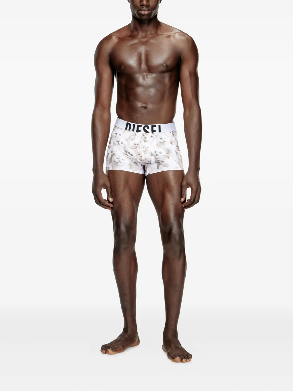 Diesel Damien slip met kittenprint Wit
