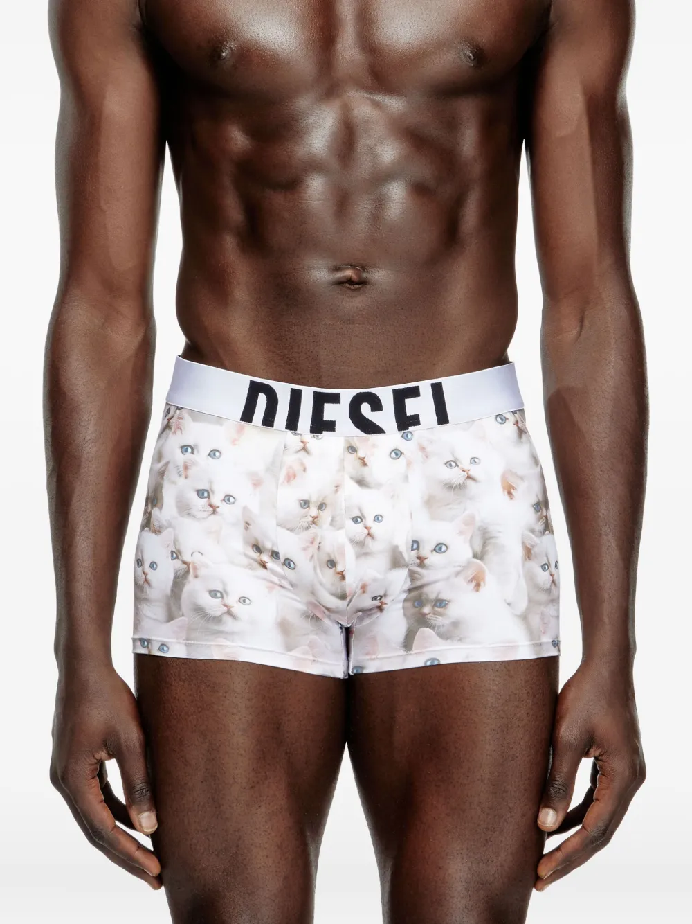 Diesel Damien slip met kittenprint Wit