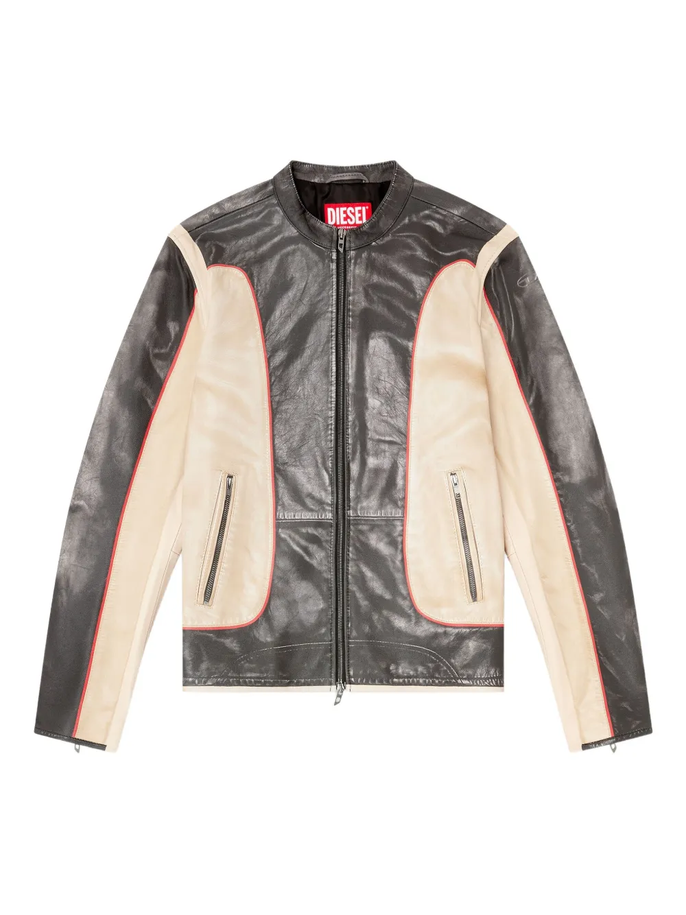 Diesel L-Evert leather biker jacket Beige