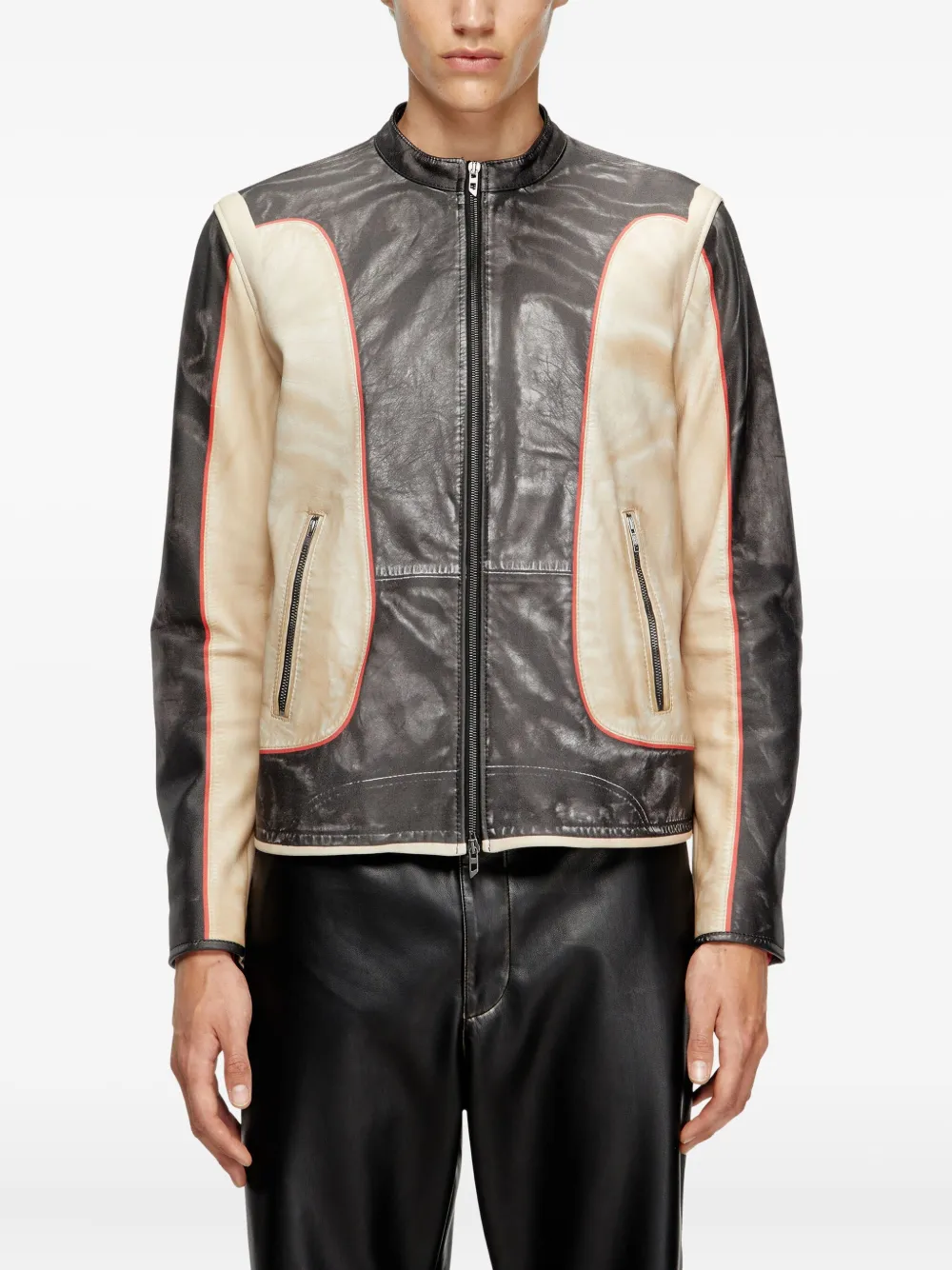 Diesel L-Evert leather biker jacket Beige