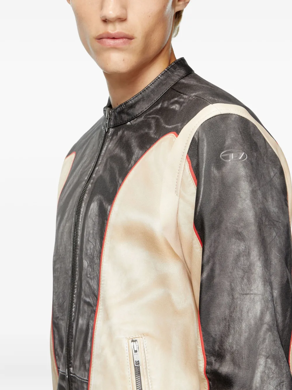 Diesel L-Evert leather biker jacket Beige