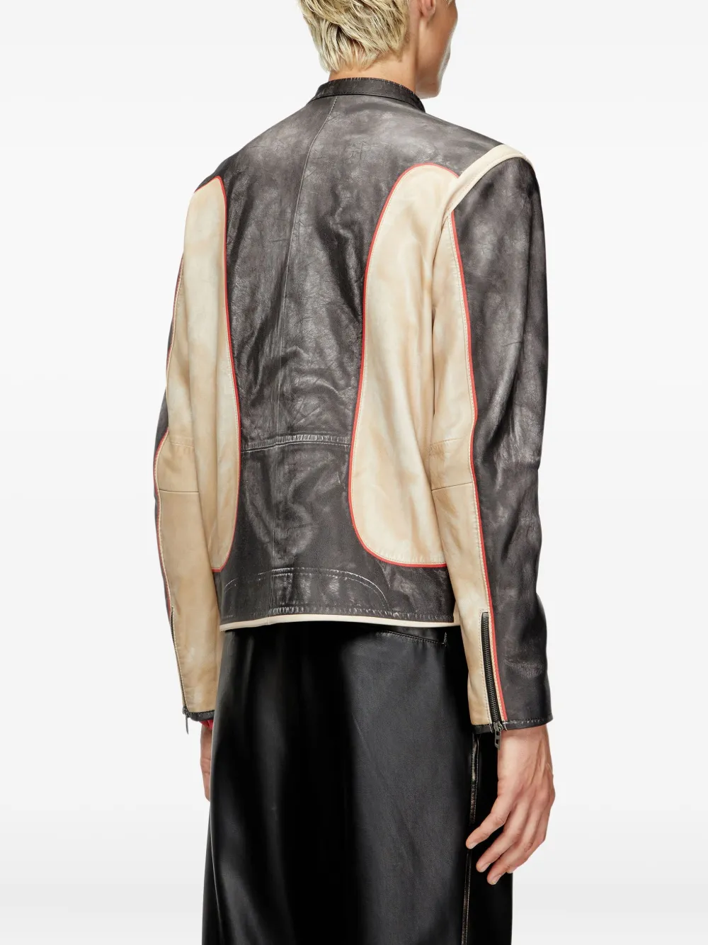 Diesel L-Evert leather biker jacket Beige