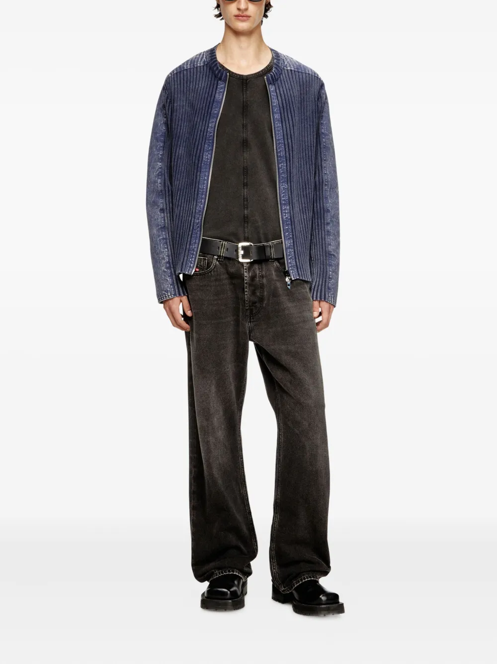 Diesel Geribbeld vest met rits Blauw