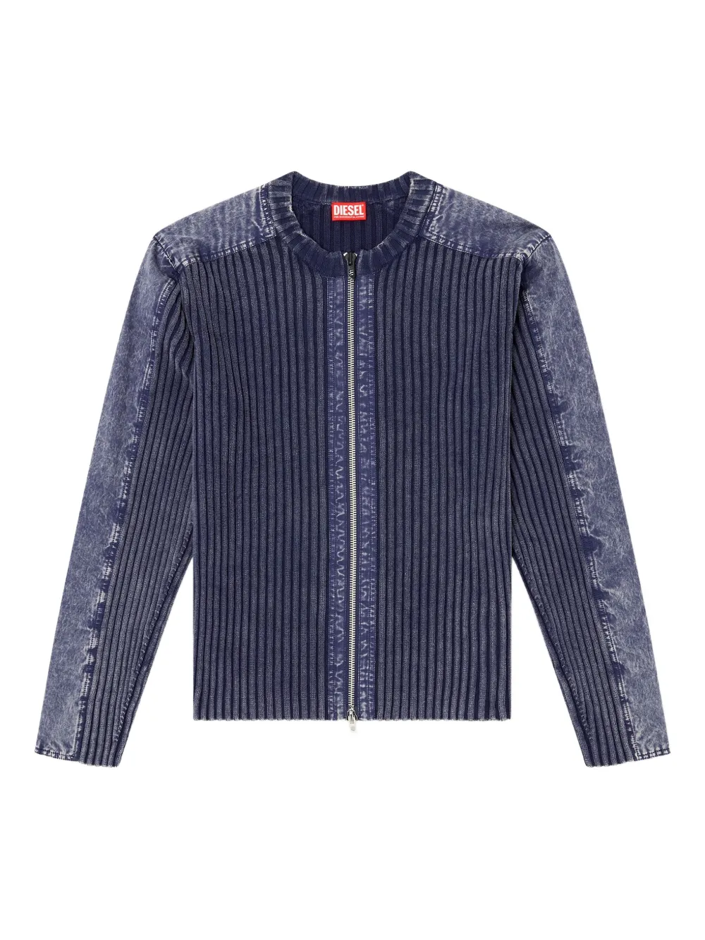 Diesel ribbed zip-up cardigan Blauw